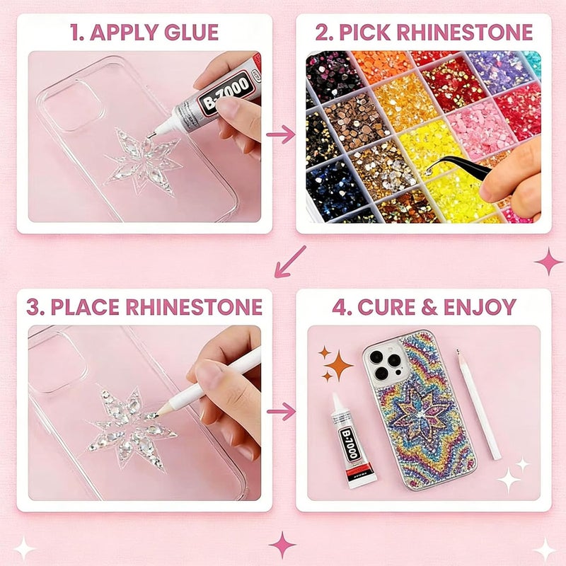 CXPHT 36000Pcs Resin Jelly Rhinestones for Bedazzling,40 Colors 3mm Flatback Gems Bedazzling Kit with 3Pcs 10ml B7000 Glue for Clothing Nail Art Shoes Crafting Makeup (40 Colors+3 Pcs Glue) - Image 3
