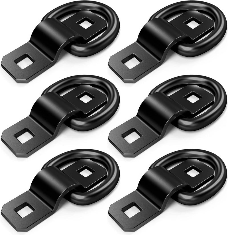 ForoGore 6 PCS 3/8" Heavy Duty D Rings, Tie Down Anchors for Trailer Truck Cargo D-Rings Durable Black Tie Downs Ring with Mounting Bracket Support 2000 lbs - Image 5
