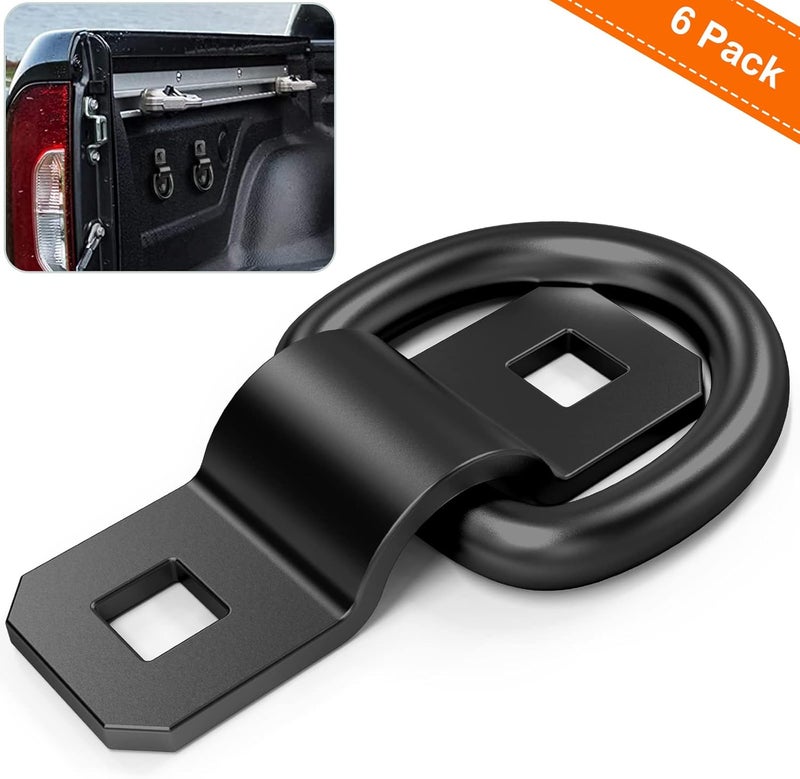 ForoGore 6 PCS 3/8" Heavy Duty D Rings, Tie Down Anchors for Trailer Truck Cargo D-Rings Durable Black Tie Downs Ring with Mounting Bracket Support 2000 lbs - Image 2