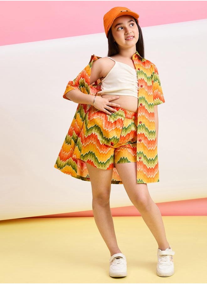 Stylo Bug Stylo Bug Multicolored Geometric Print Shirt and Shorts Set  - Image 2