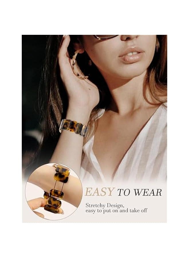 Arabest - Tortoiseshell Stretchy Watch Band for Women, Compatible with Apple Watch 38mm-42mm, Beaded Elastic Strap for iWatch Series 1-10/Ultra SE. - Image 1