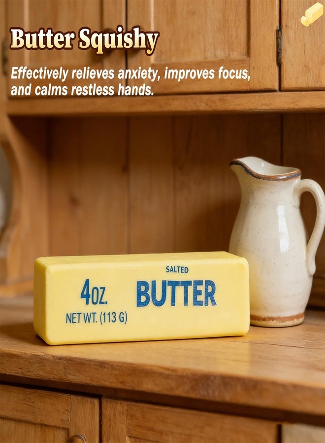 PMDYBY Butter Squishy, Slow Rebound Cute Butter Squeeze Stress Balls, Realistic Butter Stick Soft Squeeze Toys, Sensory Stress Relief Squishies Soft & Stretchy Fidget Toys for Anxiety Relief Party Favors - Image 2