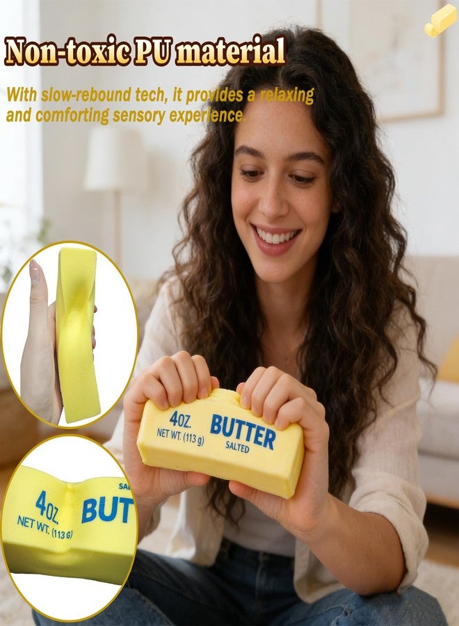 PMDYBY Butter Squishy, Slow Rebound Cute Butter Squeeze Stress Balls, Realistic Butter Stick Soft Squeeze Toys, Sensory Stress Relief Squishies Soft & Stretchy Fidget Toys for Anxiety Relief Party Favors - Image 3