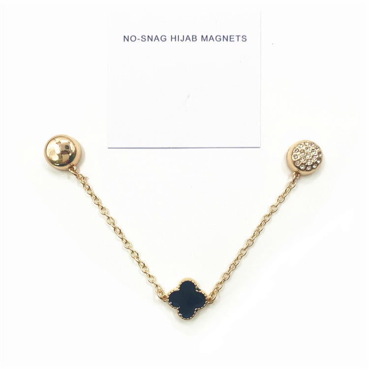 Women's Four-Leaf Clover Metal Magnetic Scarf Clasp 12mm, Elegant Practical Hijab Accessory - Image 3