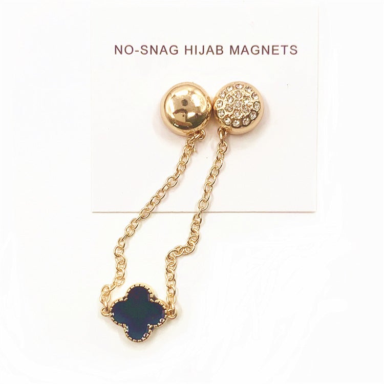 Women's Four-Leaf Clover Metal Magnetic Scarf Clasp 12mm, Elegant Practical Hijab Accessory - Image 5
