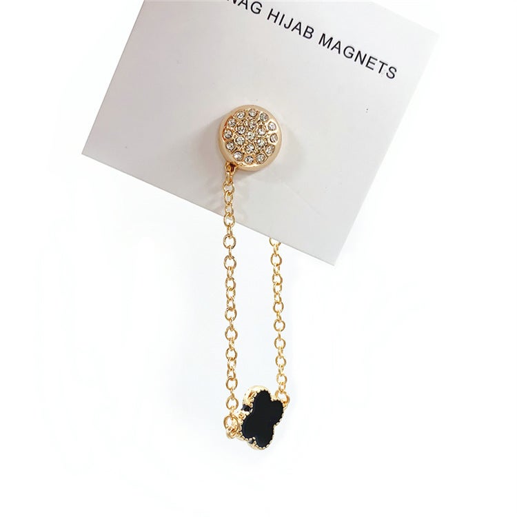 Women's Four-Leaf Clover Metal Magnetic Scarf Clasp 12mm, Elegant Practical Hijab Accessory - Image 4