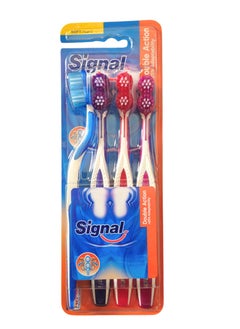 Signal Signal Double Action tooth brush medium pack OF 4 