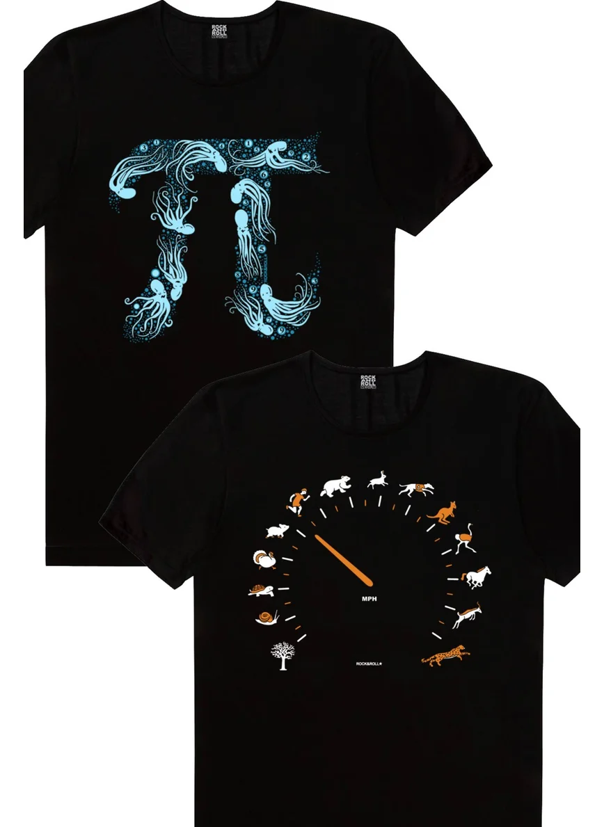 روك اند رول Deep Pi, Speedometer Men's T-Shirt 2-Pack Eco Pack