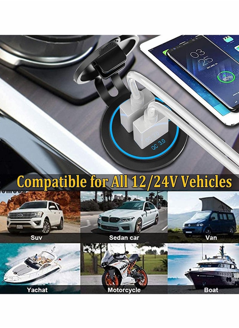 Generic 12V PD 3.0 & Quick USB Car Fast Charger Socket with ON/OFF Switch for 12V/24V Vehicles, Boats, Golf Carts, Marine, RVs, and Motorcycles (Extension Cord Not Included)  - Image 5