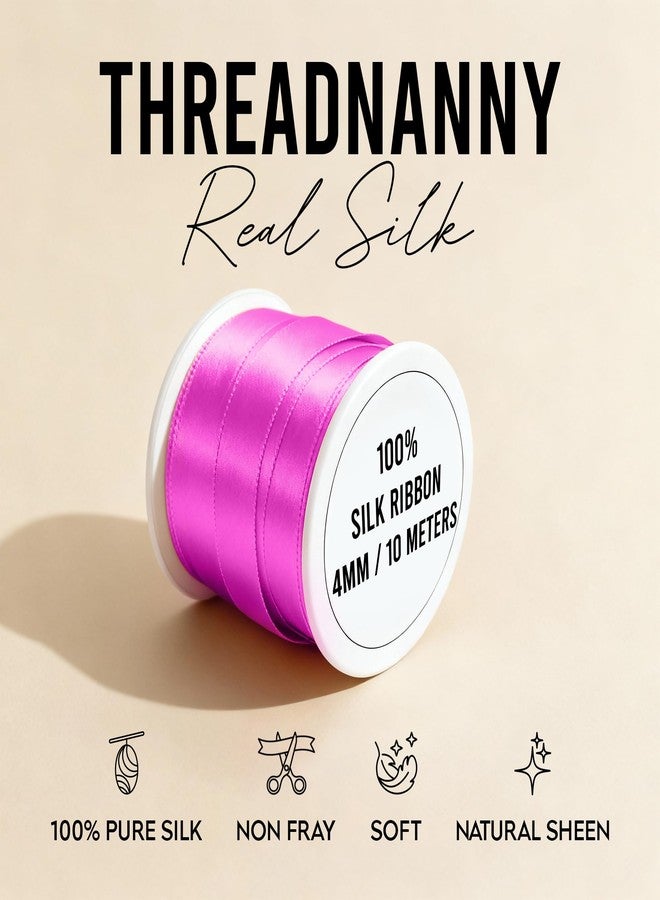 ThreadNanny New ThreadNanny 5 Spools of 100% Pure Silk Ribbons - Pink Tones - 50 MTS x 4mm - Image 3