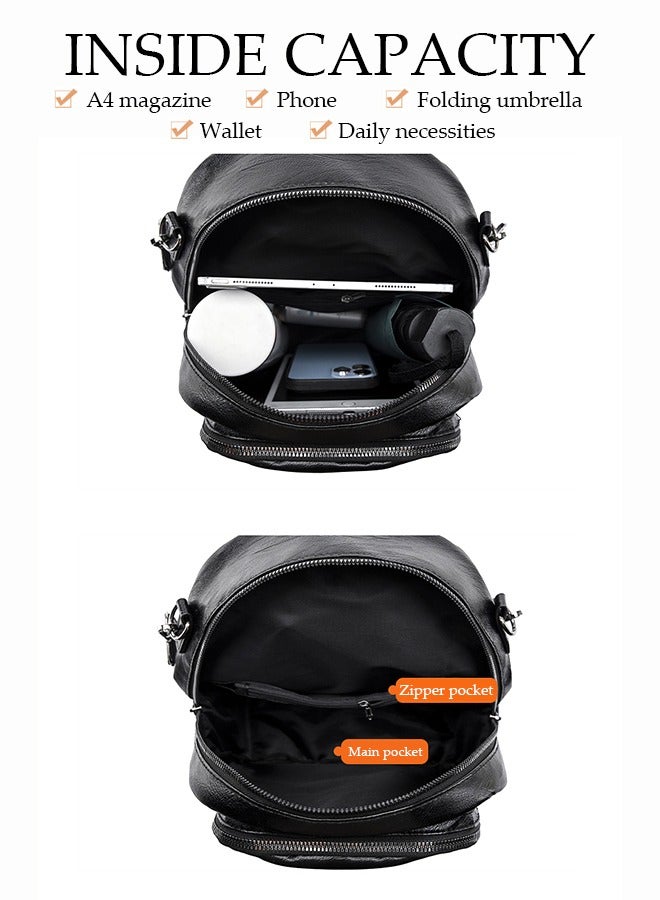 DUNISO 2 in 1 Women's Backpack Fashionable Travel Backpack For Women Large Capacity School Backpack Shoulder Bag with Detachable Shoulder Strap Front Pocket For College Girls Students Black - Image 5