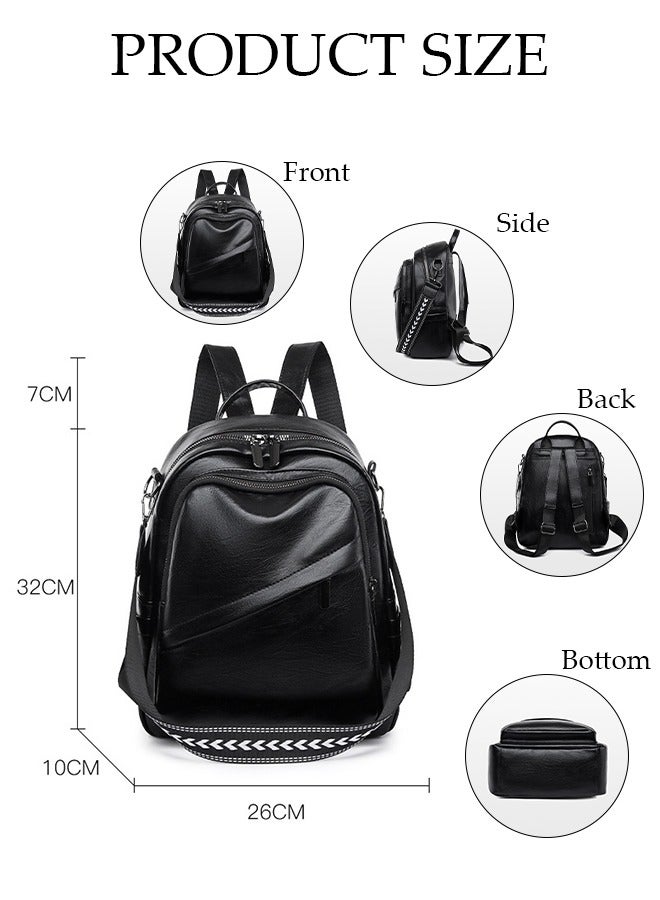 DUNISO 2 in 1 Women's Backpack Fashionable Travel Backpack For Women Large Capacity School Backpack Shoulder Bag with Detachable Shoulder Strap Front Pocket For College Girls Students Black - Image 2