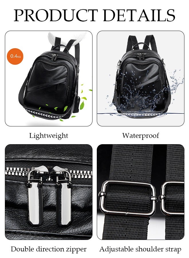 DUNISO 2 in 1 Women's Backpack Fashionable Travel Backpack For Women Large Capacity School Backpack Shoulder Bag with Detachable Shoulder Strap Front Pocket For College Girls Students Black - Image 3