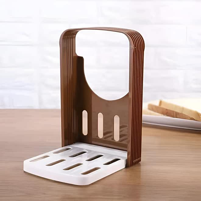 English Toast Bread Cutter Cake Cutter Even Slices with Side Cutting Guide Built-in Knife Easy Control Slice Thickness for Home Kitchen Use