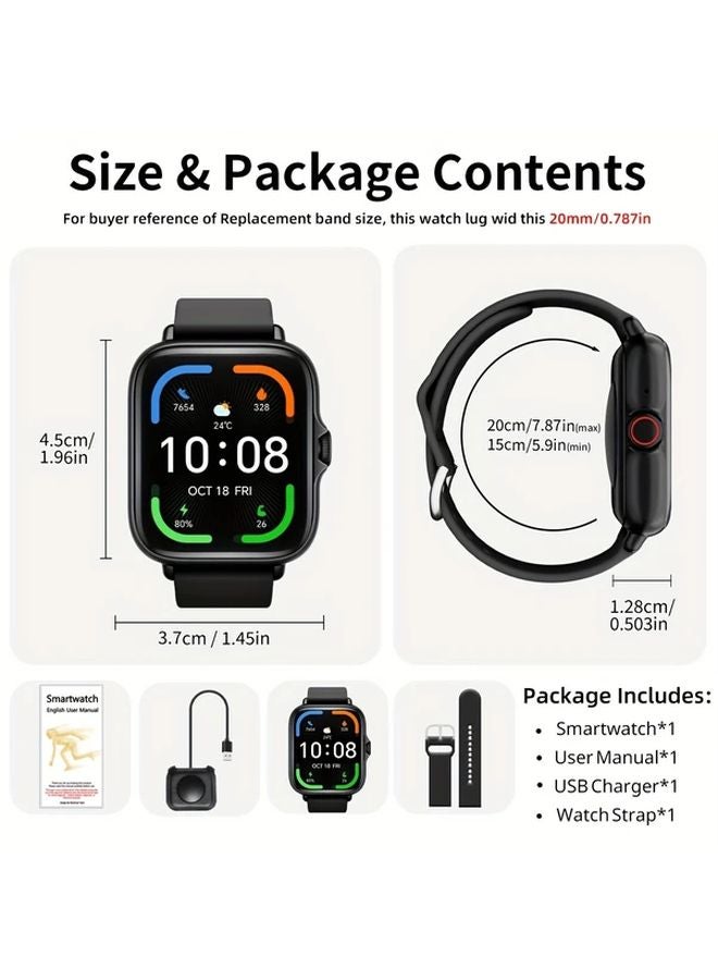 1 83 Inch Smart Watch Sliver Black Full Touch Screen Call Fitness Tracker - Image 3