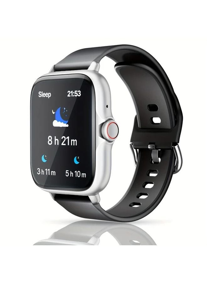 1 83 Inch Smart Watch Sliver Black Full Touch Screen Call Fitness Tracker - Image 1