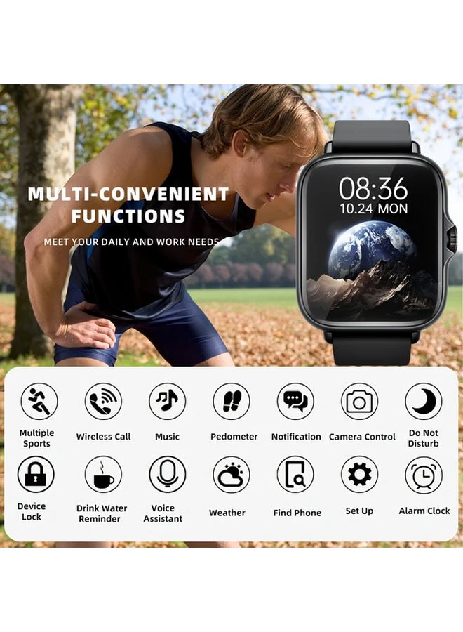 1 83 Inch Smart Watch Sliver Black Full Touch Screen Call Fitness Tracker - Image 4