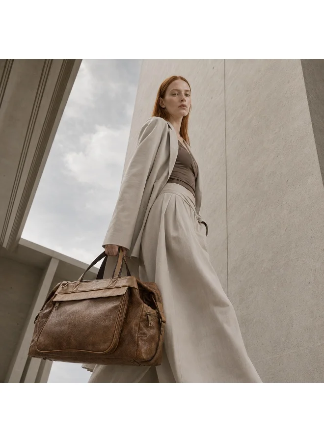 David Jones Brown The new narcisse weekend Bag-premium overnight bag for women and men- Leather Travel Bag based in france- Duffle bag with Adjustable strap By David Jones for Women | Best Price UAE