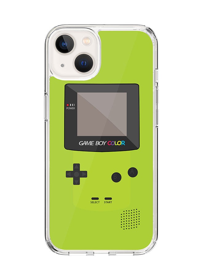 Stylizedd - Classic Clear Case for Apple iPhone 15 Hybrid Soft Case Flexible Edges Anti Drop TPU PC Gel Thin Transparent Cover [ Designed for Apple iPhone 15 ] - Gameboy Color - Green Full Print - Image 1