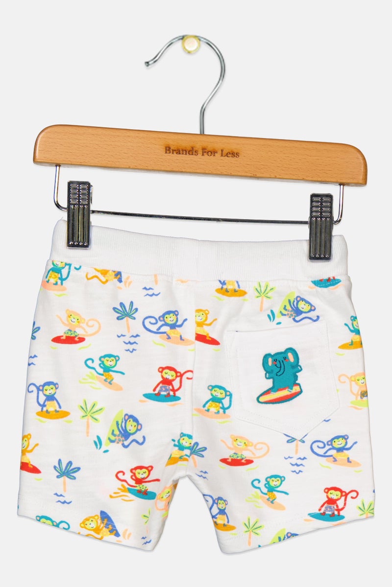Dp Am Toddlers Boy Allover Print Basic Shorts, White  - Image 2