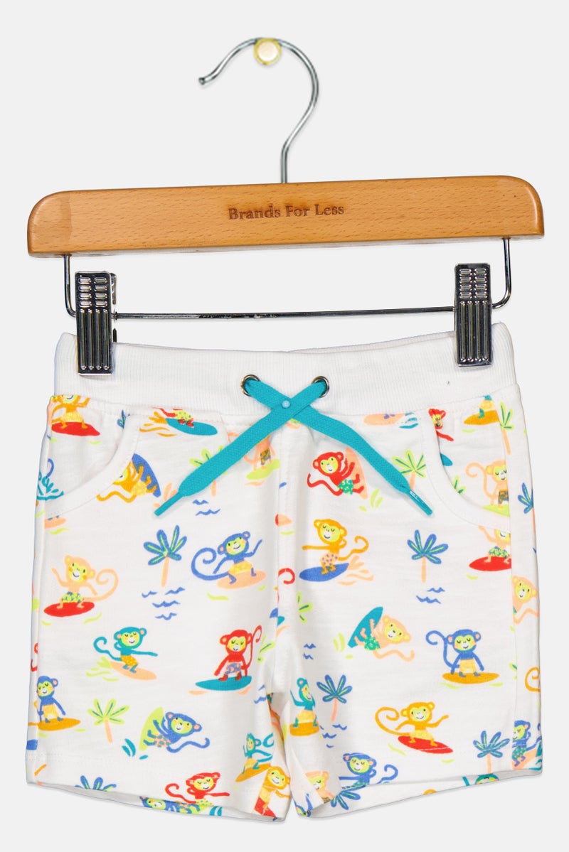 Dp Am Toddlers Boy Allover Print Basic Shorts, White  - Image 1