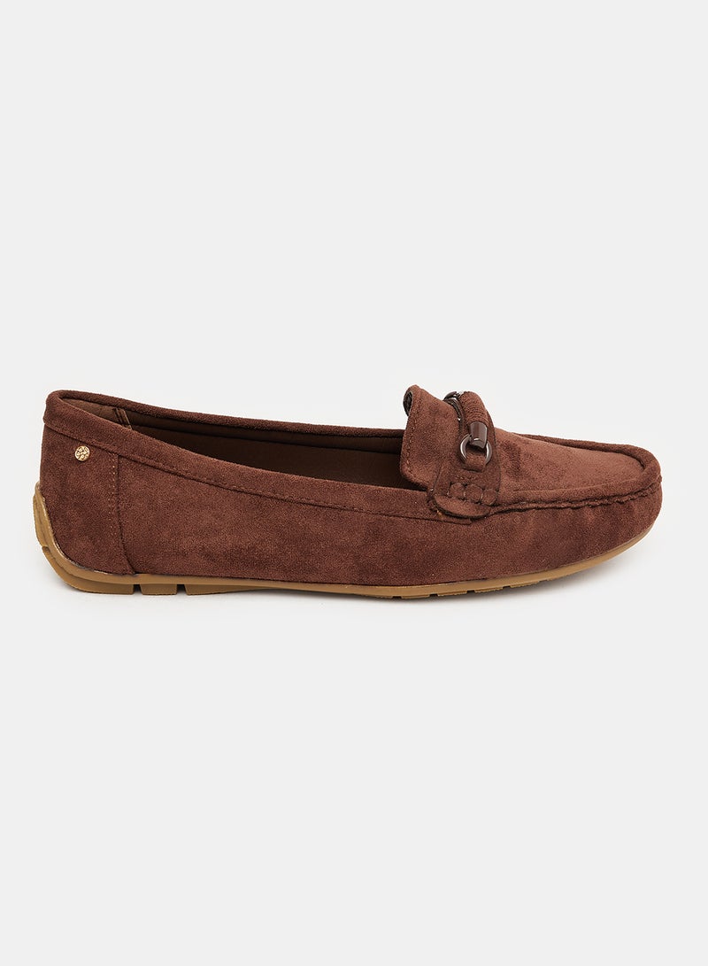 Square Toecap Shape Slip On Suede Loafer