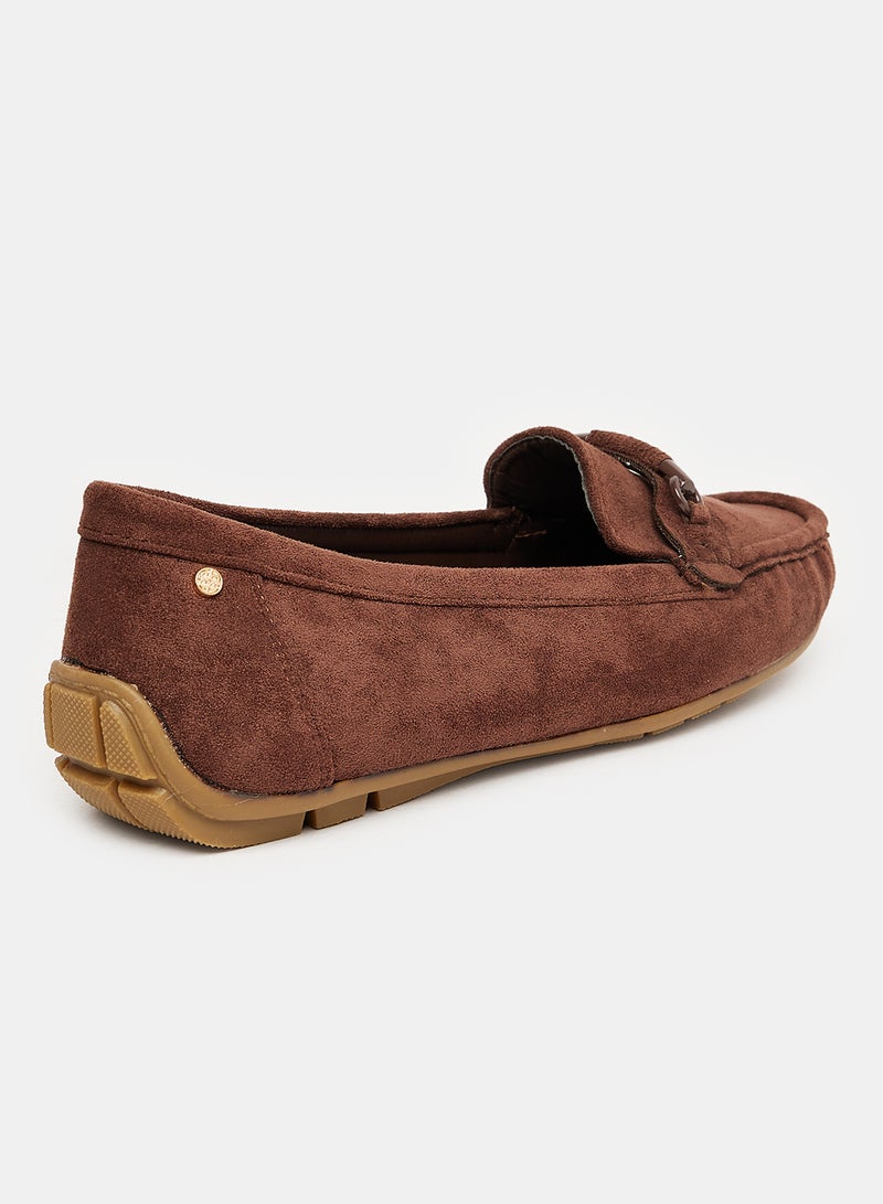 Square Toecap Shape Slip On Suede Loafer