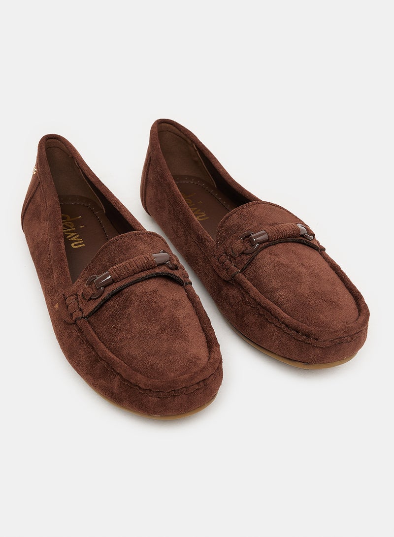 Square Toecap Shape Slip On Suede Loafer