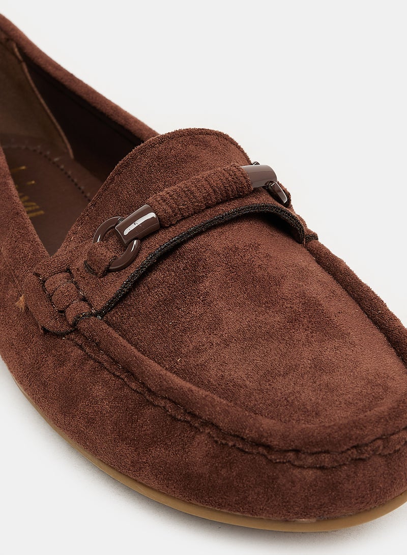 Square Toecap Shape Slip On Suede Loafer