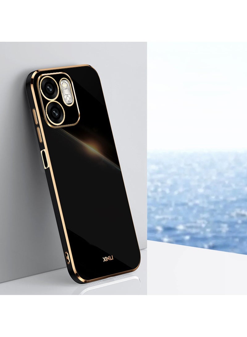 SanHu for Infinix Smart 9 / 9HD / Hot50i Case, Plating Soft Back Cover, Raised Full Camera Protection, Slim Thin TPU Mobile Phone Case for Infinix Smart 9 / 9HD / Hot50i, Black