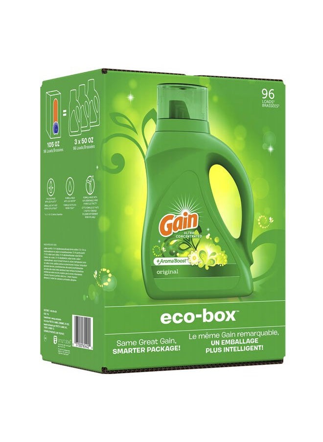 Gain Laundry Detergent Liquid Soap Eco-Box, Ultra Concentrated High Efficiency (HE), Original Scent, 96 Loads  - Image 2