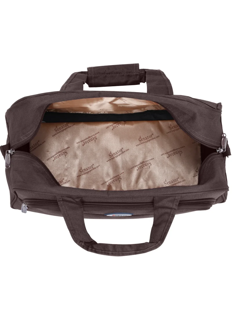 SENATOR Travel Duffle Bag for Unisex Lightweight Nylon Bag Multi Pocket Water & Scratch Resistant Adjustable Shoulder Strap Weekend Bag Convenient Carry On Luggage for Camping Training 48L Brown EA218
