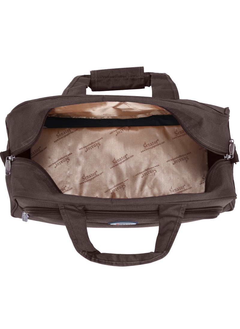 SENATOR - Travel Duffle Bag for Unisex Lightweight Nylon Bag Multi Pocket Water & Scratch Resistant Adjustable Shoulder Strap Weekend Bag Convenient Carry On Luggage for Camping Training 48L Brown EA218 - Image 1