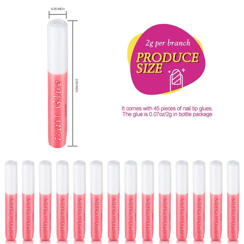 FANDAMEI 45 Pcs Nail Glue for Press Ons, 0.07 oz for Each Strong Nail Bond Glue for Nail Tips Acrylic Nailsï¼ŒLong-Lasting for Press On Nails - Image 2