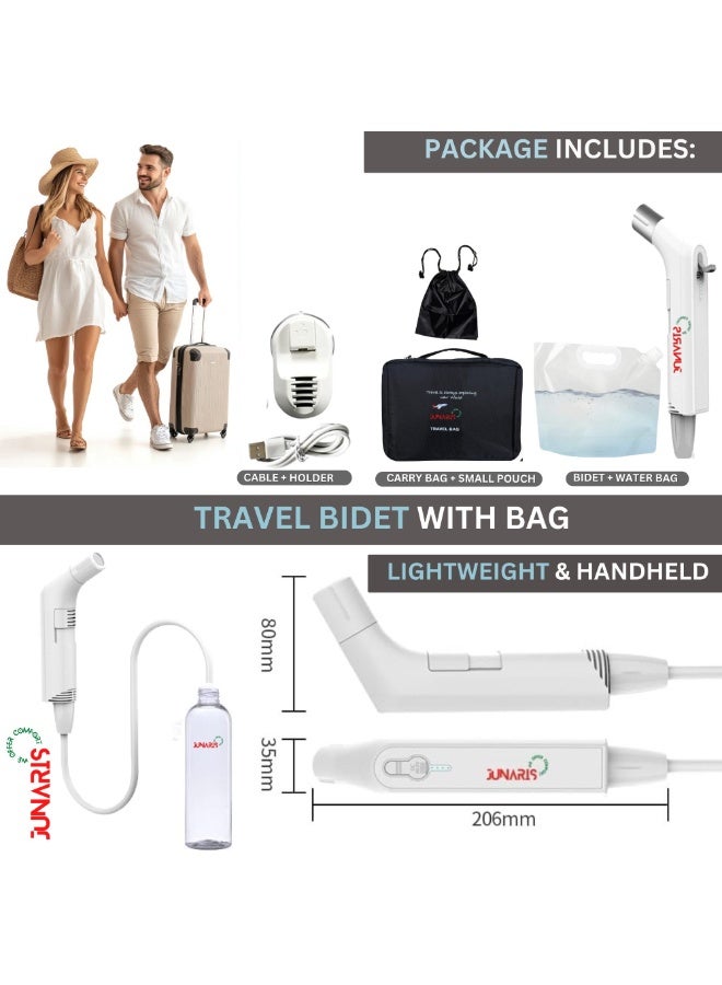 جوناريس بيديه محمول، بيديه سفر محمول، بخاخ بيديه شخصي محمول، بخاخ كهربائي، بيديه سفر، تخييم، نظافة شخصية، تنظيف، رعاية الطفل، بخاخ بيديه المرحاض - Image 2