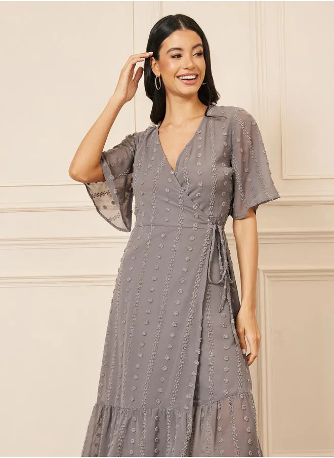 ستايلي Swiss Dobby A-Line Wrap Midi Dress