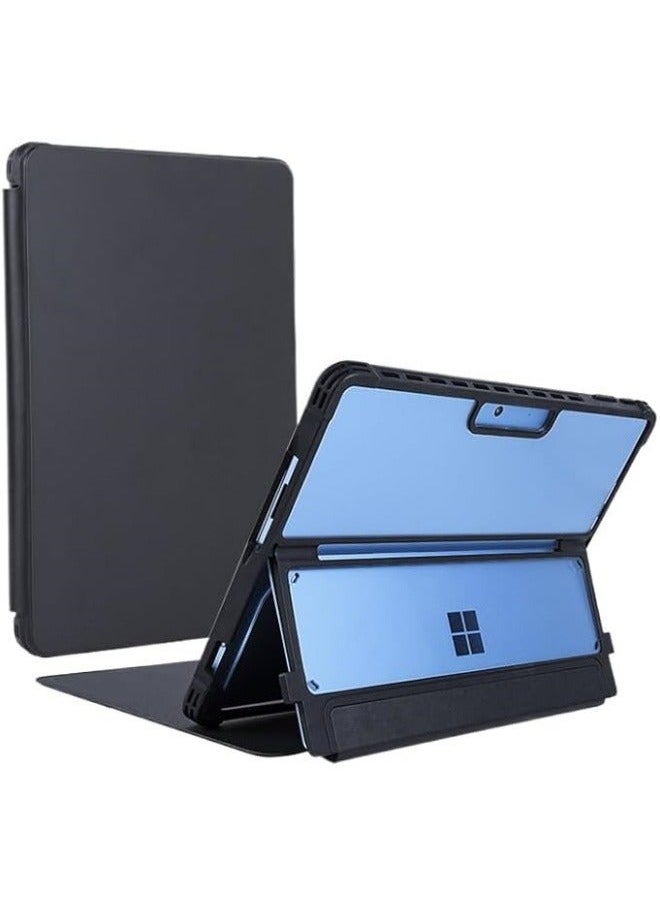 Compatible with 13 Inch Microsoft Surface Pro 11 / 10 9,Multi-Angle Stand Rugged Clear Leather Protective Cover,Compatible Type Cover Keyboard  - Image 1