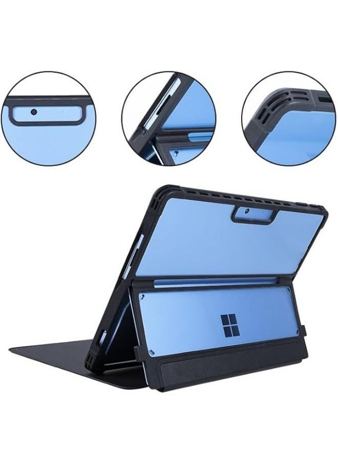 Compatible with 13 Inch Microsoft Surface Pro 11 / 10 9,Multi-Angle Stand Rugged Clear Leather Protective Cover,Compatible Type Cover Keyboard  - Image 2