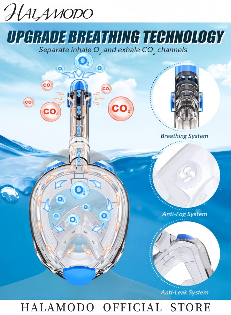 HALAMODO Kid's Full Face Snorkel Mask Snorkeling Gear with Camera Mount Foldable 180 Degree Panoramic View Snorkeling Set Anti-Fog Anti-Leak - Image 4