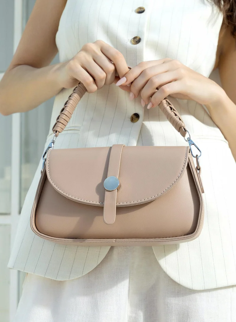 صوص هاوت حقيبة كتف عادي انيقة من جلد نباتي بإغلاق مغناطيسي مع حزام قابل للفك للنساء