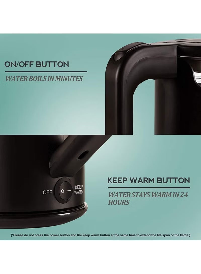 ELTRAZONE Electric Kettle 1.8L Glass with Blue LED, 1500W Fast Boil, Auto Shut-Off, Boil-Dry Protection, BPA-Free, Stylish Black Design for Home, Office, and Everyday Use - Image 4