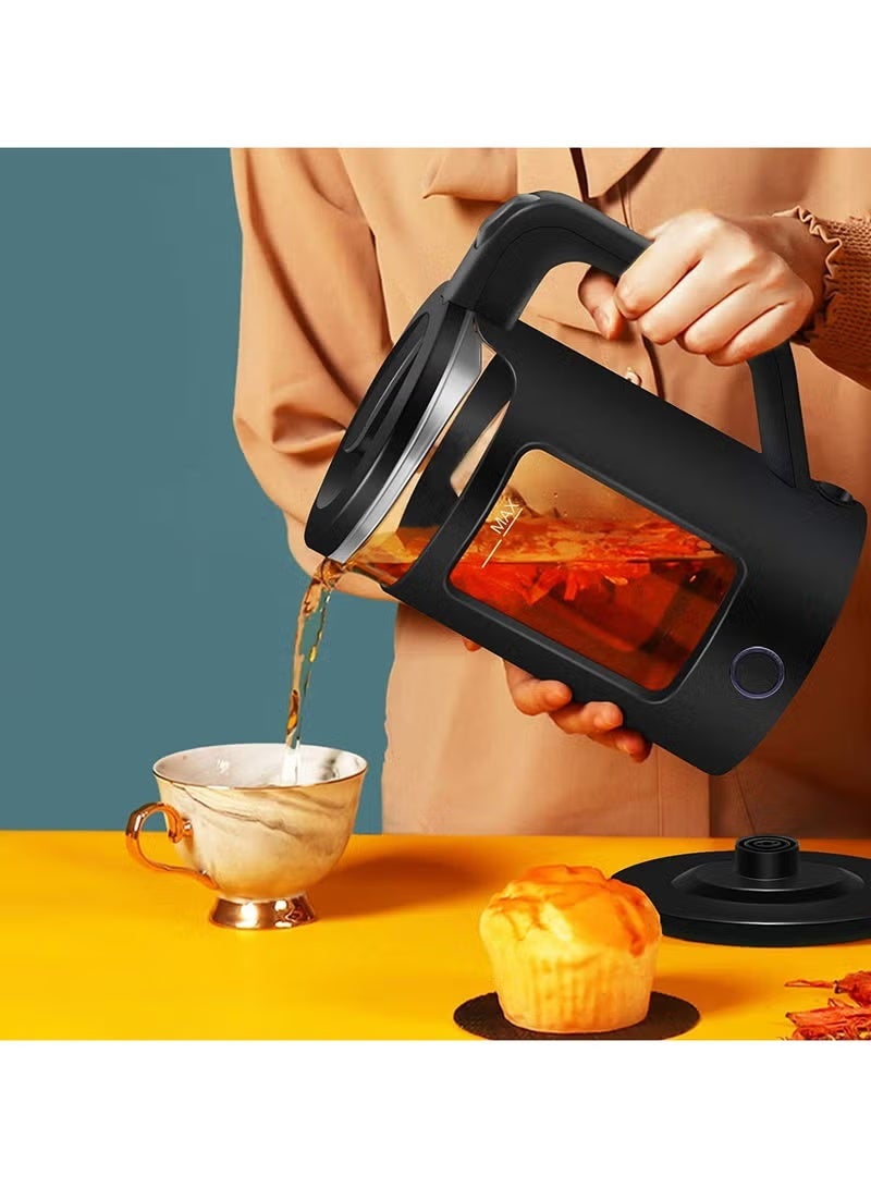 ELTRAZONE Electric Kettle 1.8L Glass with Blue LED, 1500W Fast Boil, Auto Shut-Off, Boil-Dry Protection, BPA-Free, Stylish Black Design for Home, Office, and Everyday Use - Image 1