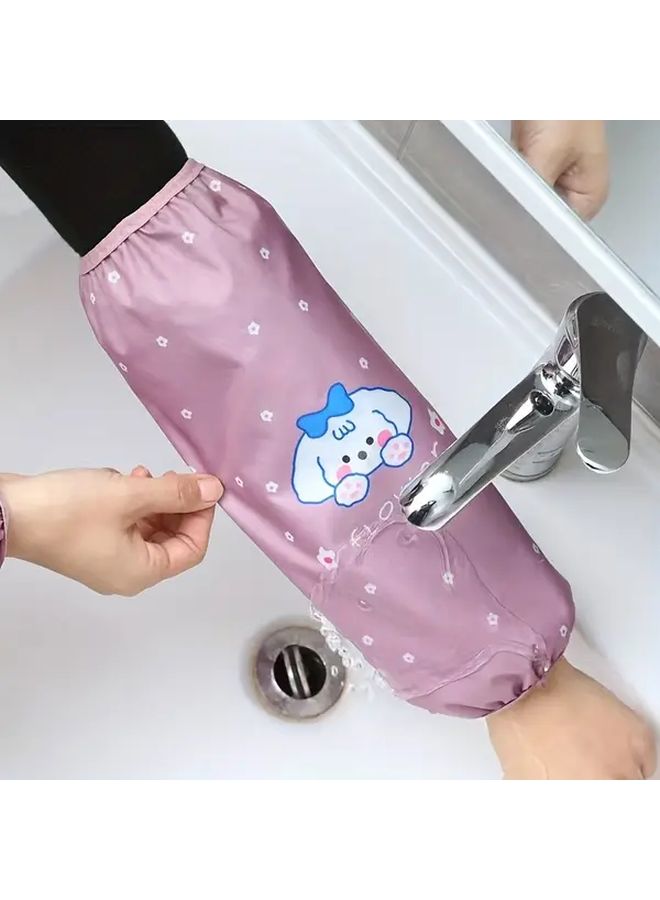 Waterproof Oil Proof Sleeve Covers Extended Long Cartoon Gray 1 Pair - Image 4