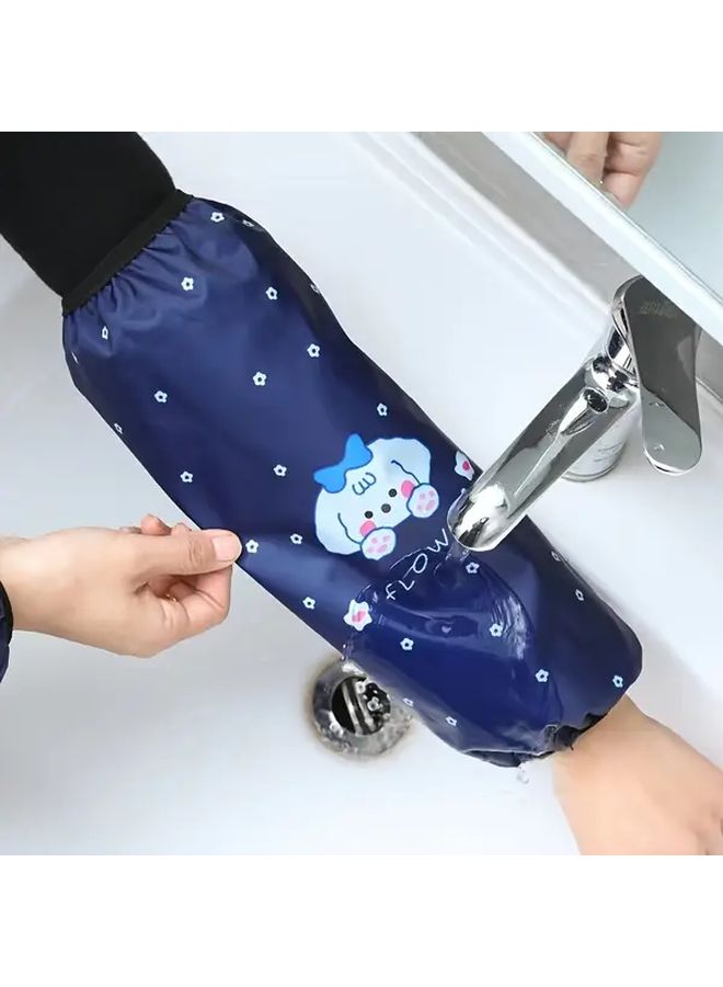 Waterproof Oil Proof Sleeve Covers Extended Long Cartoon Gray 1 Pair - Image 5