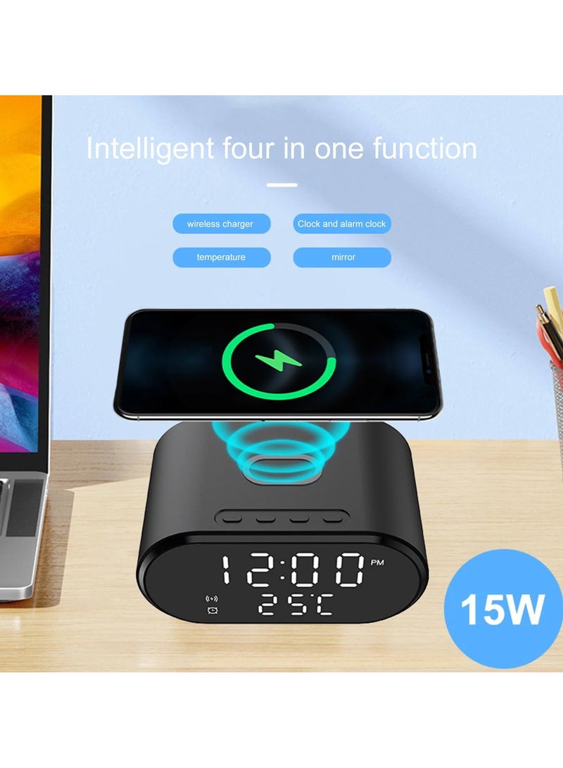 Alarm Clock with Wireless Charging And Bedroom Bedside Clock with Dual Alarm - Image 2