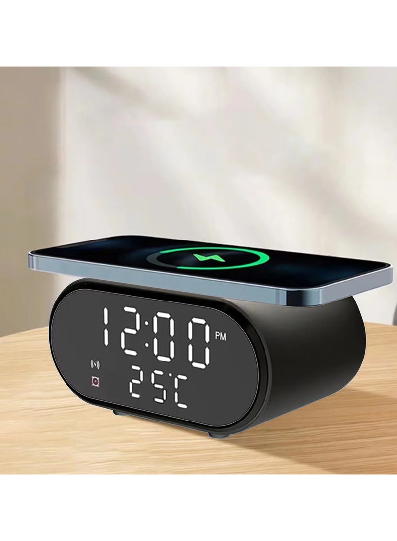 Alarm Clock with Wireless Charging And Bedroom Bedside Clock with Dual Alarm - Image 1