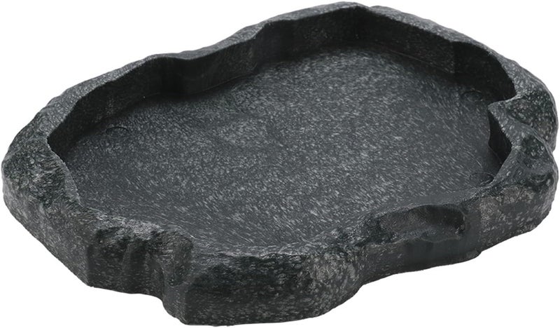 Cryfokt Reptile Feeder Terraium Bowl, Imitation Rock Design ABS Resin Shallow ReptileFeeder, Pet Safety Reptile Water Dish Food Bowl for Bearded Dragon Lizard Frog Gecko Tortoise Hermit Crab - Image 1