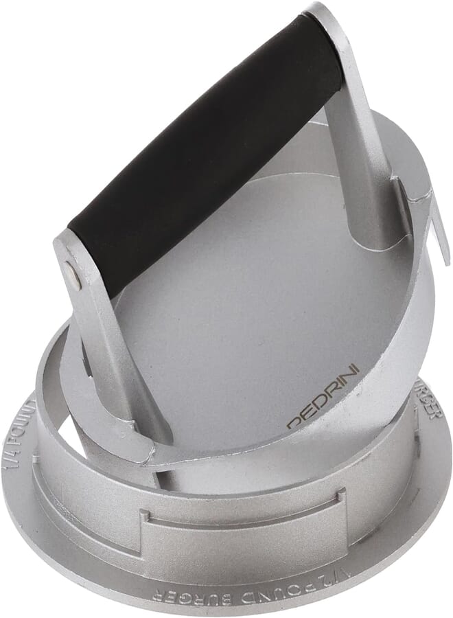 Pedrini Hamburger Mould Adjustable for 3 DOSES 110 150 220 G Aluminium, Metal, Silver, Unique