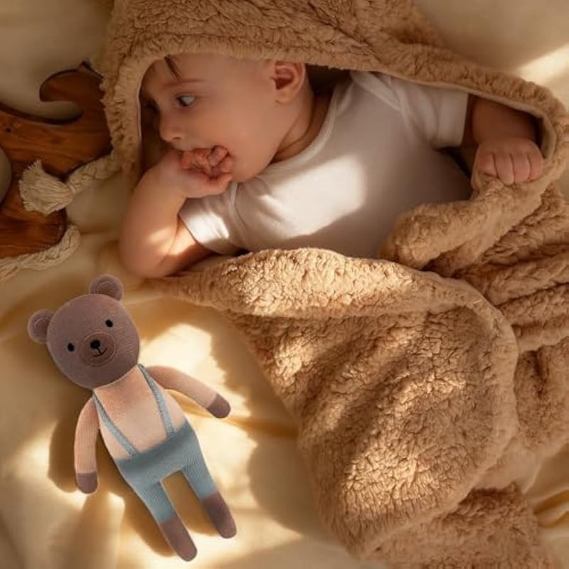 Knitted Bear Stuffed Animal,11 Inch Stuffed Animal Plush BearCute Animal Bear Toy for Kids,Soft Bear Toy Cotton Plush Knitted Stuff Animal Birthday - Image 5