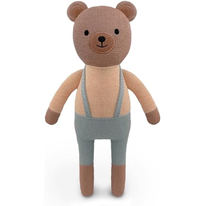 Knitted Bear Stuffed Animal,11 Inch Stuffed Animal Plush BearCute Animal Bear Toy for Kids,Soft Bear Toy Cotton Plush Knitted Stuff Animal Birthday - Image 1